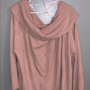 off the shoulder pink sweater